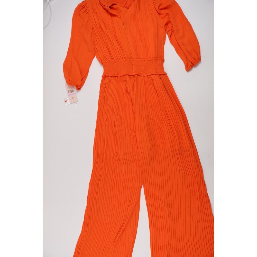 Nanette Lepore Pleated Wide Leg Jumpsuit Poppy Orange Size 6 NWT